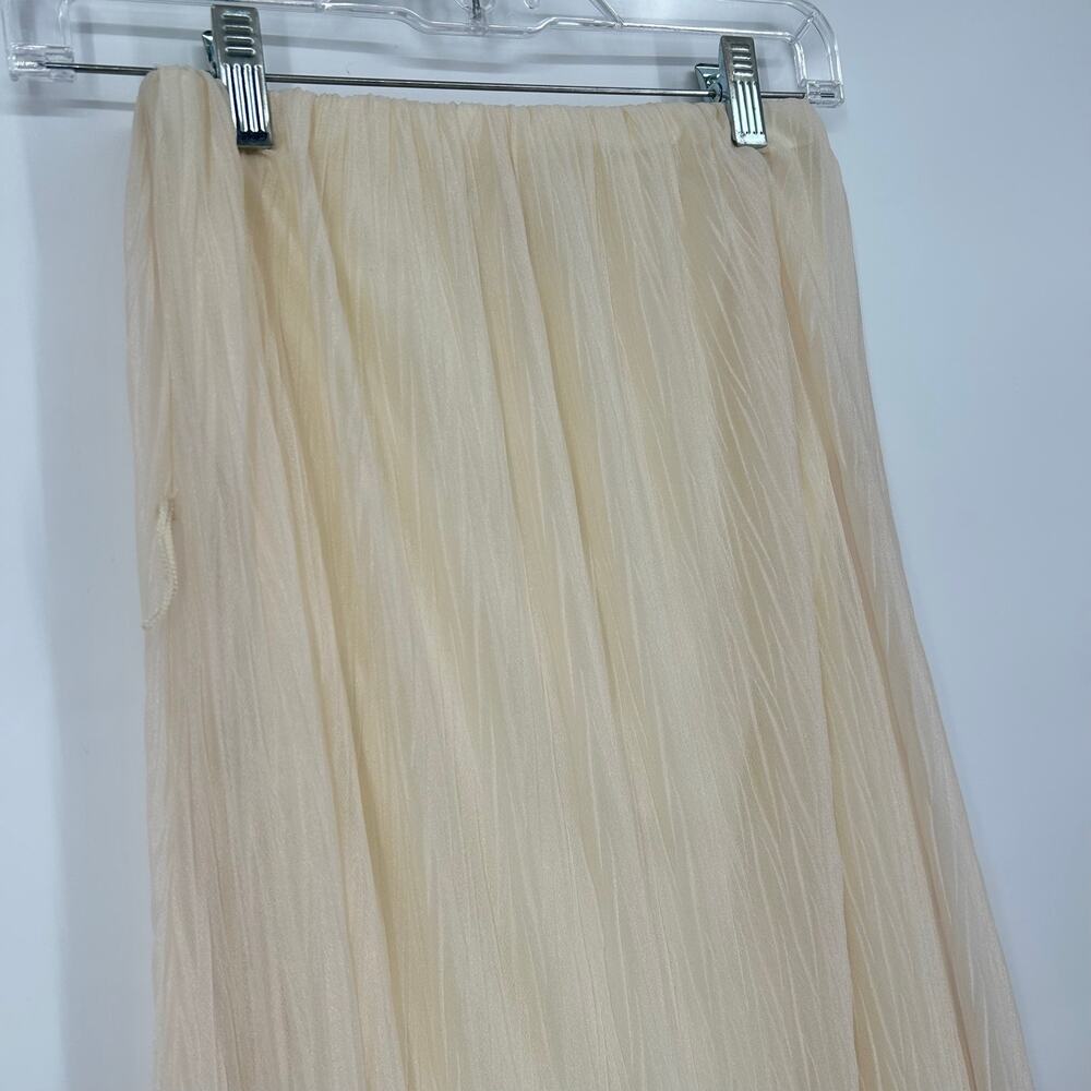 Vintage y2k Women's Cream Nymphe Flowy Fairy Maxi Skirt W/ Sheer Chiffon Overlay - Picture 2 of 7